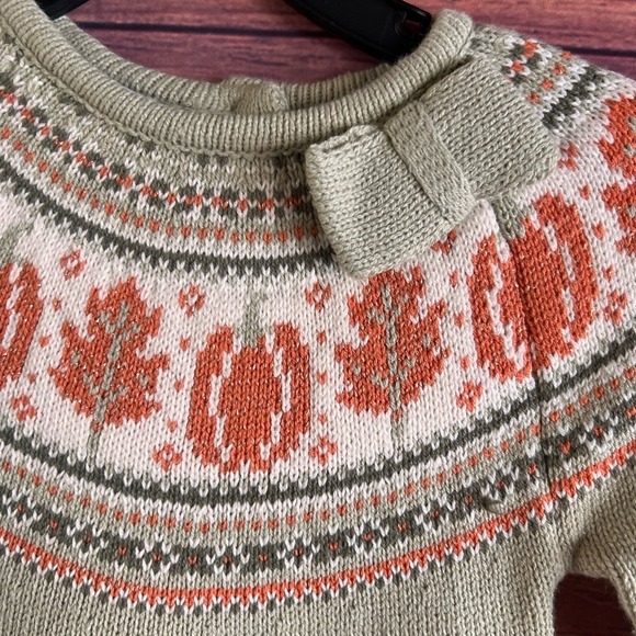 Blueberi Boulevard Toddler Girls Pumpkin Fair Isle Knit Sweater Dress 18M Tan - Picture 3 of 7